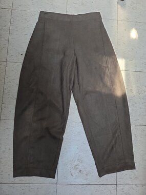 NEW $178 MAX STUDIO Olive Green FAUX SUEDE Barrel leg TROUSER pants WOMENS XS